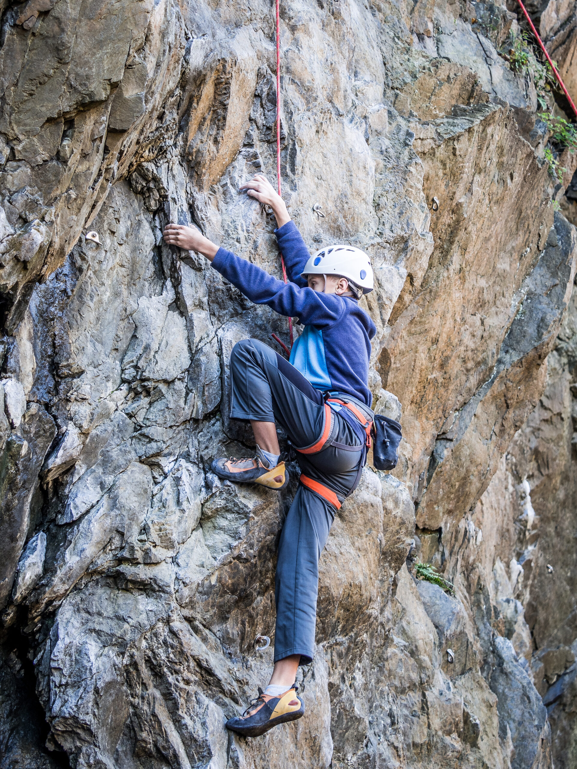 Rock climbing with ropes